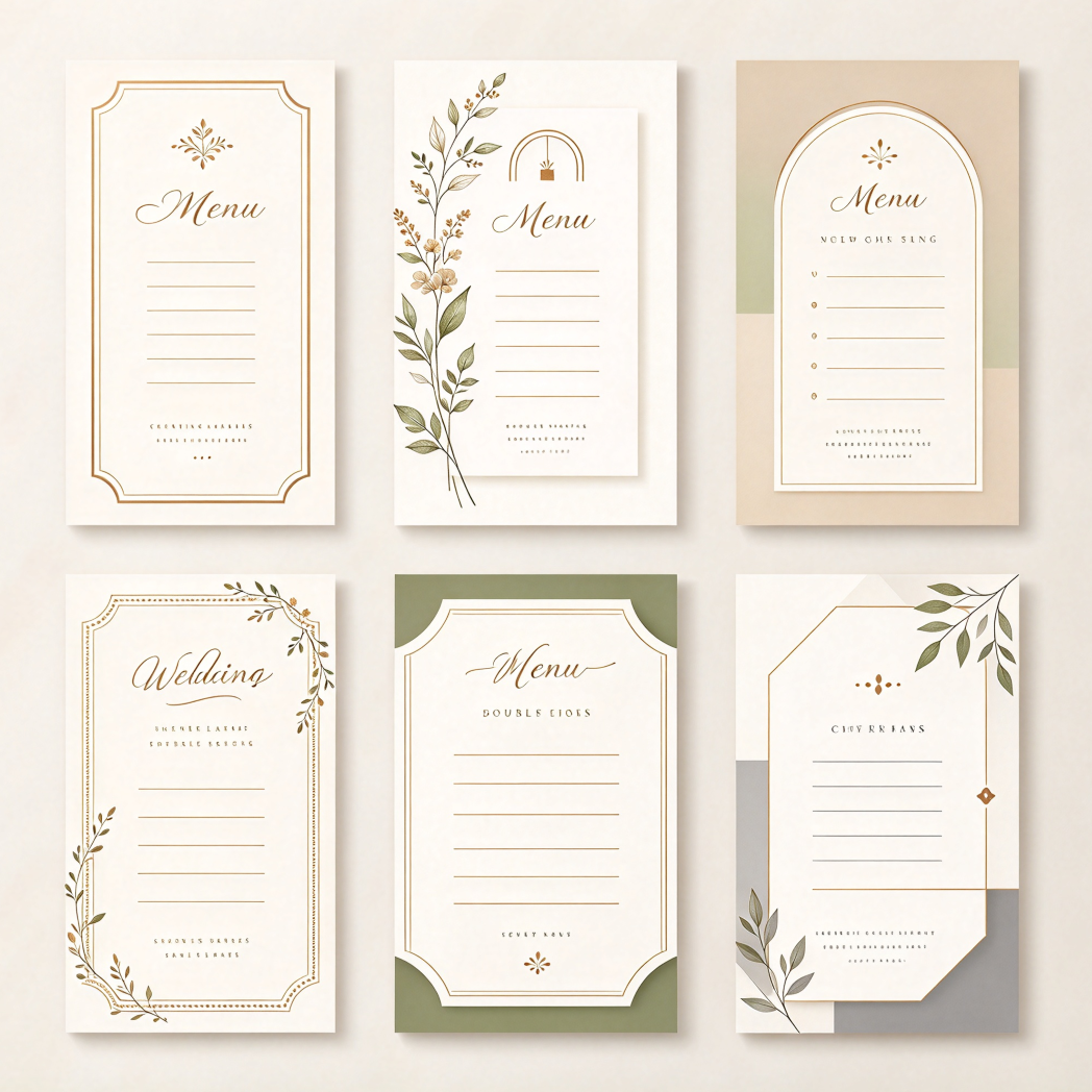 Custom Wedding Menu Card Templates